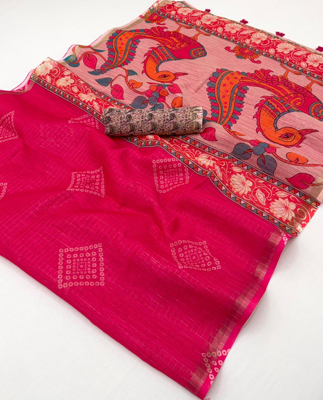 Kazari Viona Linen Zari Weaving Saree Set Wholesale