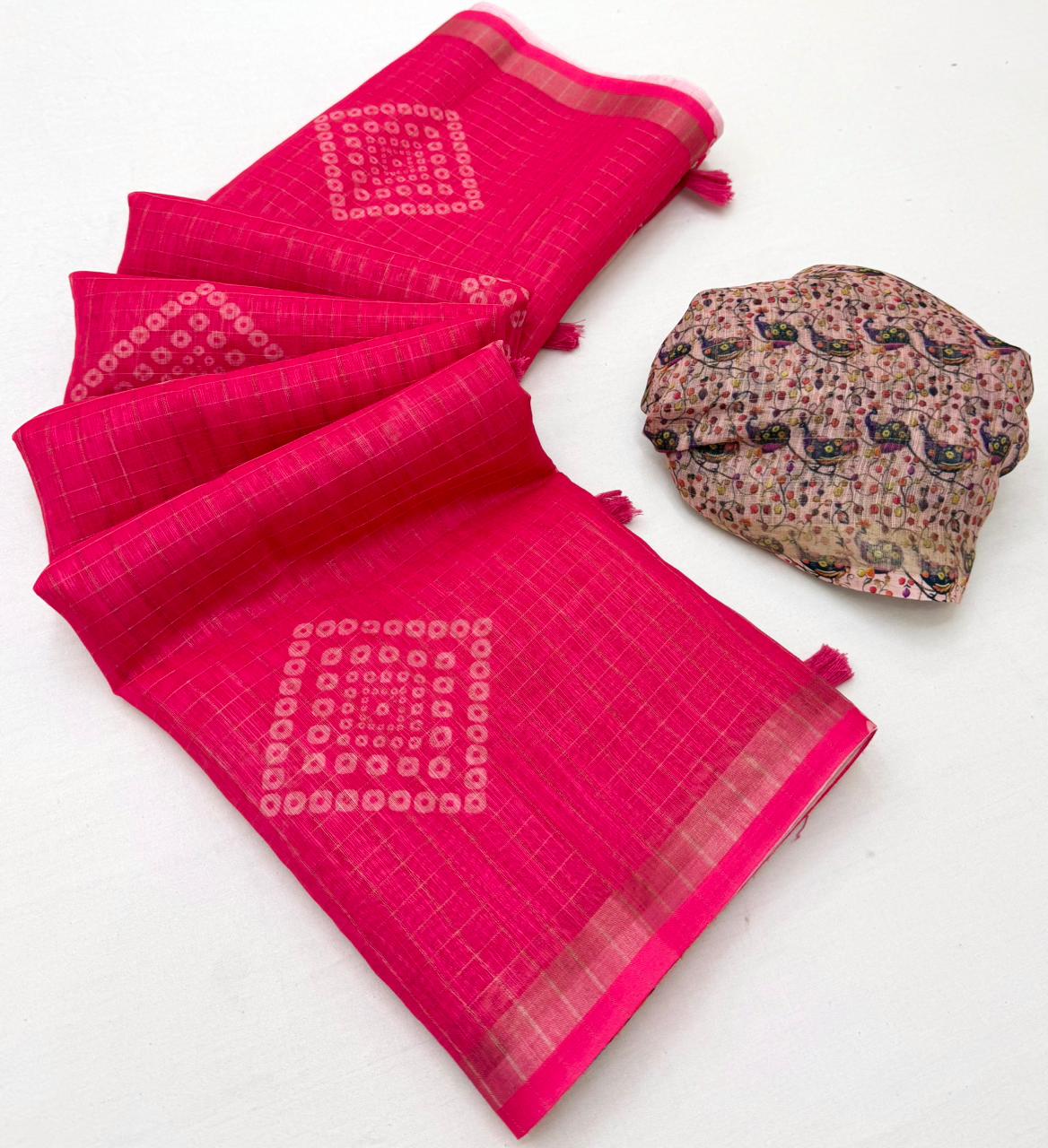 Kazari Viona Linen Zari Weaving Saree Set Wholesale