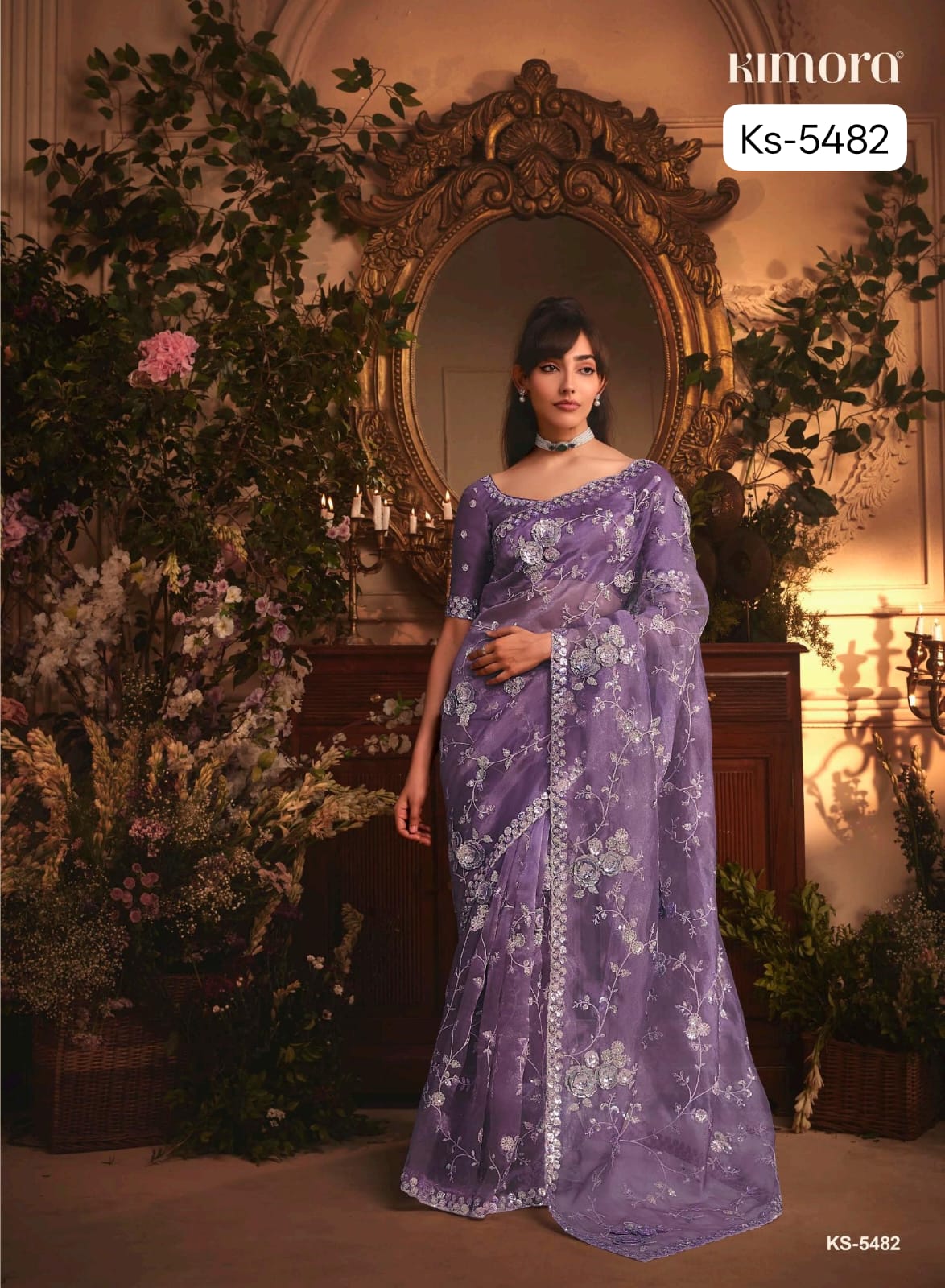 Fancy Party Wear Saree with Hand Work Border & Designer Blouse