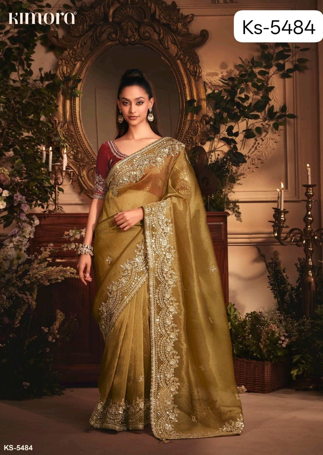 Fancy Party Wear Saree with Hand Work Border & Designer Blouse