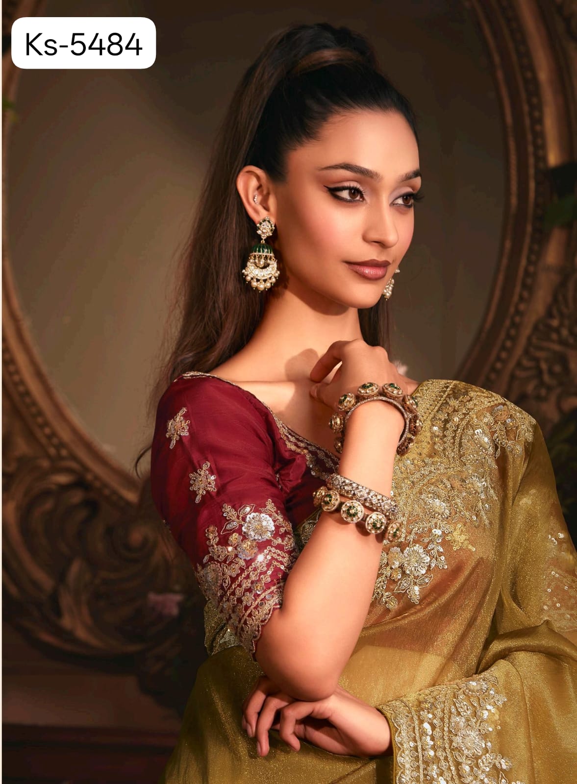 Fancy Party Wear Saree with Hand Work Border & Designer Blouse