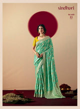 Kimora Devika Silk Pure Viscose Dola Silk Zari Weaving Saree - 6 Pcs Set