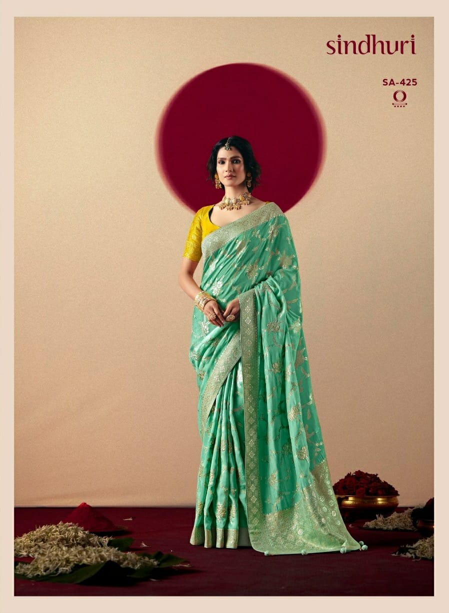Kimora Devika Silk Pure Viscose Dola Silk Zari Weaving Saree - 6 Pcs Set