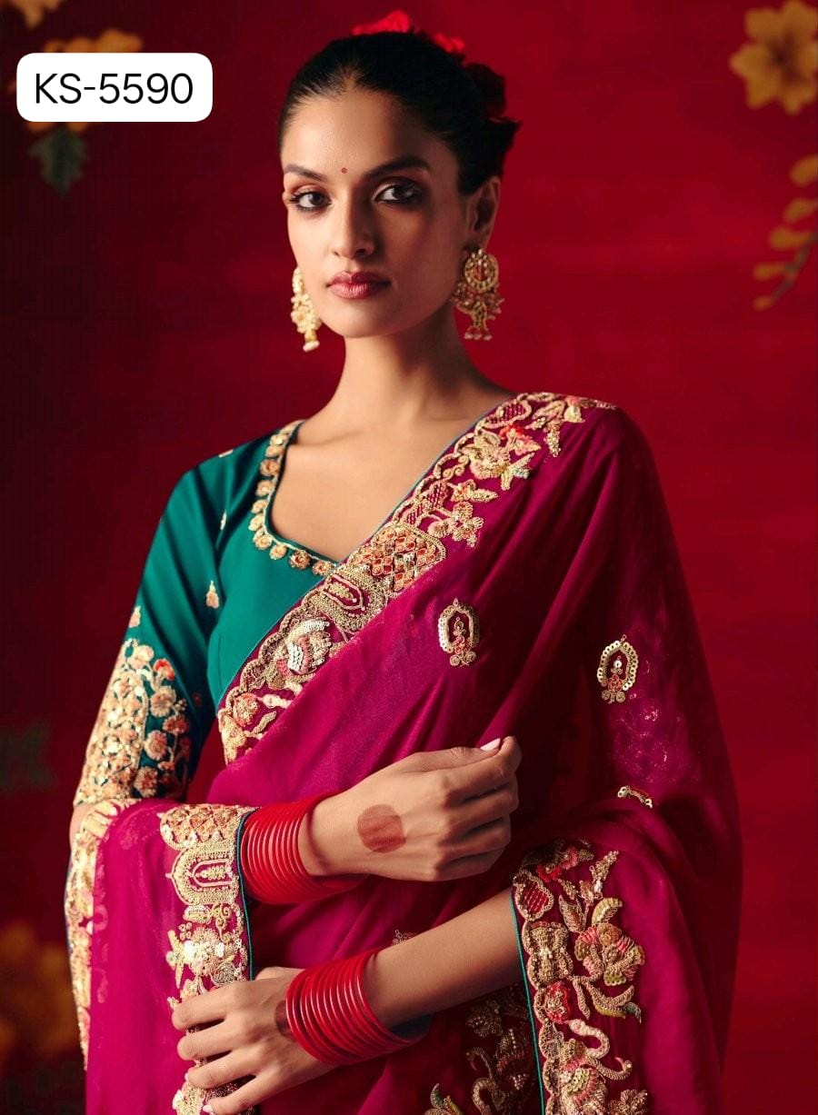 Kimora Naari Silk Saree Embroidery Wholesale Set