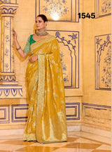 Kimora RajMahal Pure Banarasi Crap Silk Saree with Designer Blouse | Wedding & Festive Wear