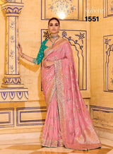 Kimora RajMahal Pure Banarasi Crap Silk Saree with Designer Blouse | Wedding & Festive Wear
