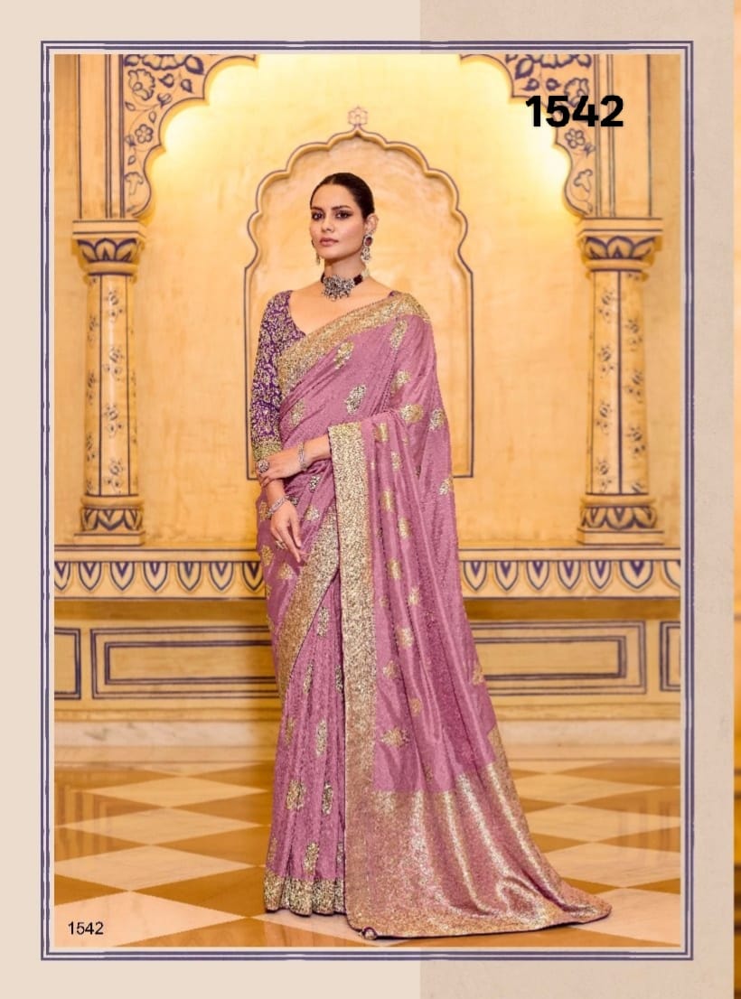 Kimora RajMahal Pure Banarasi Crap Silk Saree with Designer Blouse | Wedding & Festive Wear