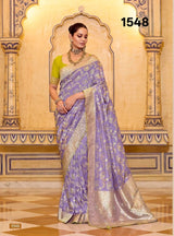 Kimora RajMahal Pure Banarasi Crap Silk Saree with Designer Blouse | Wedding & Festive Wear