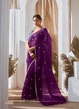 Kimora Rangat Vol 3 Fancy Tissue Saree - Designer Contrast Handwork Blouse Set 5 Pcs Set