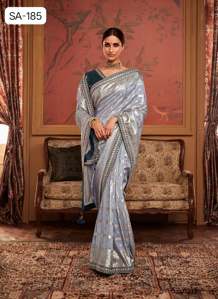 RajYog Kimora Sindhuri Maharani Pure Soft Dola Silk Saree with Embroidered Blouse - 4 Pcs Set - Wholesale