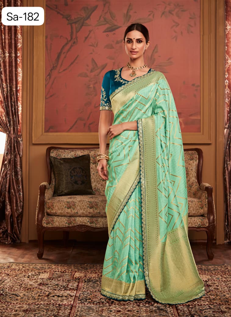 RajYog Kimora Sindhuri Maharani Pure Soft Dola Silk Saree with Embroidered Blouse - 4 Pcs Set - Wholesale