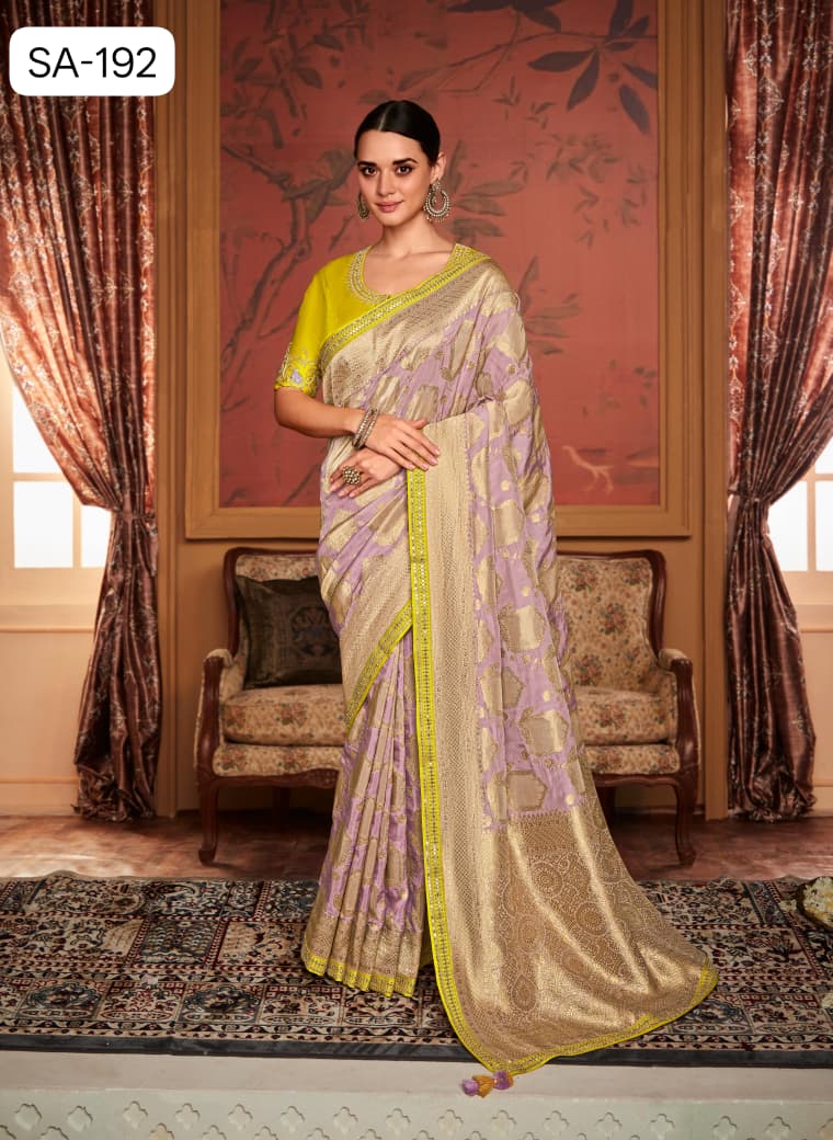 RajYog Kimora Sindhuri Maharani Pure Soft Dola Silk Saree with Embroidered Blouse - 4 Pcs Set - Wholesale