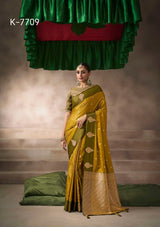 Kira Kalki Silk Satin Saree 8 Pcs Embroidery Set