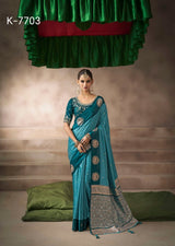 Kira Kalki Silk Satin Saree 8 Pcs Embroidery Set