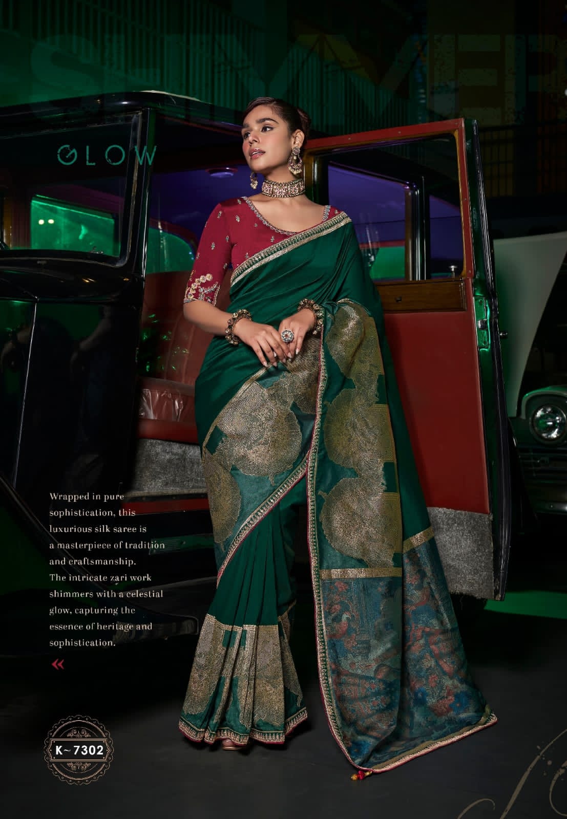 Kira Kanya Pure Silk Saree (5 Pcs Set) with Woven Pallu, Border & Designer Embroidered Blouse