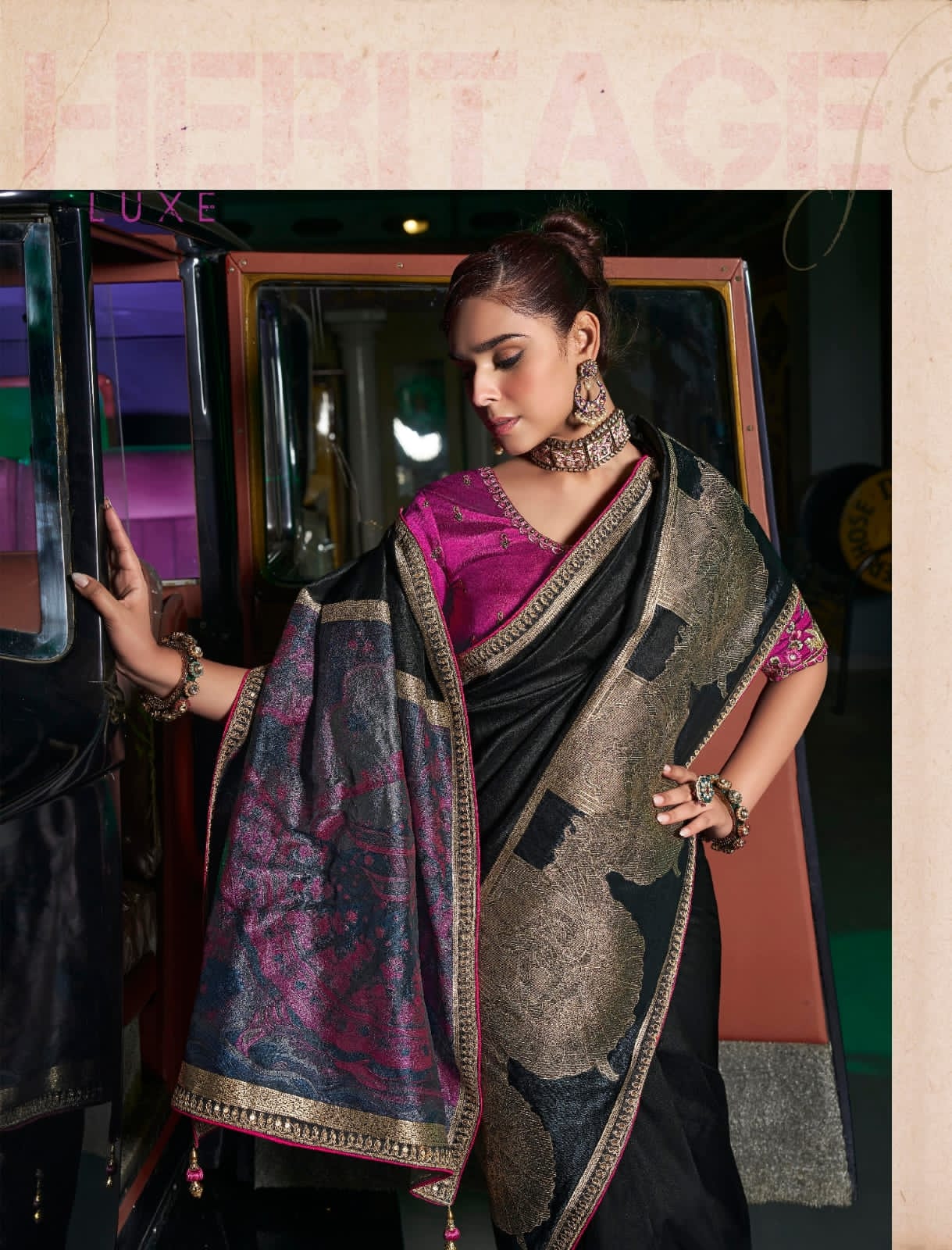 Kira Kanya Pure Silk Saree (5 Pcs Set) with Woven Pallu, Border & Designer Embroidered Blouse