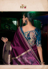 Kira Kanya Pure Silk Saree (5 Pcs Set) with Woven Pallu, Border & Designer Embroidered Blouse