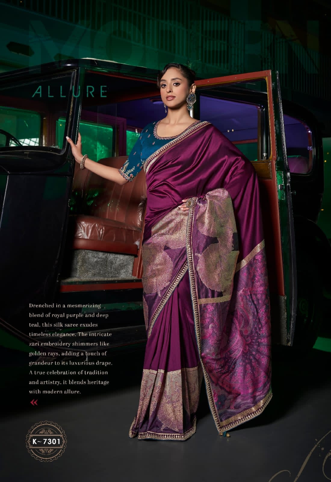 Kira Kanya Pure Silk Saree (5 Pcs Set) with Woven Pallu, Border & Designer Embroidered Blouse