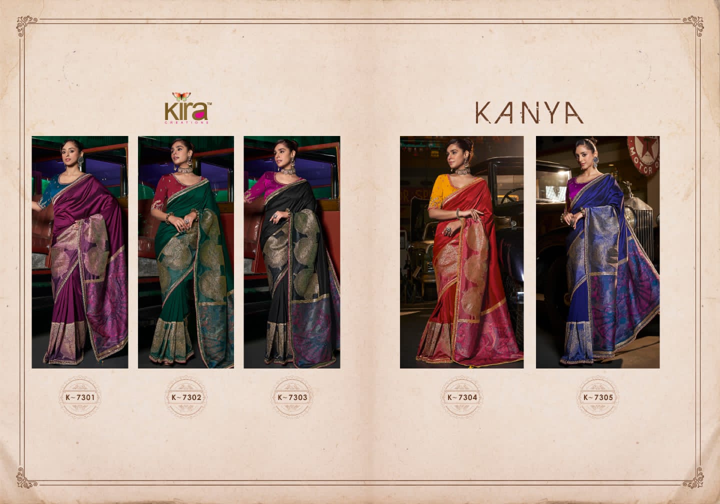 Kira Kanya Pure Silk Saree (5 Pcs Set) with Woven Pallu, Border & Designer Embroidered Blouse