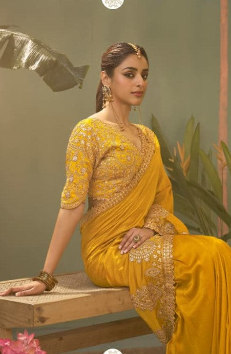 Kira Kasva Silk Saree - Gota Patti Embroidery Set