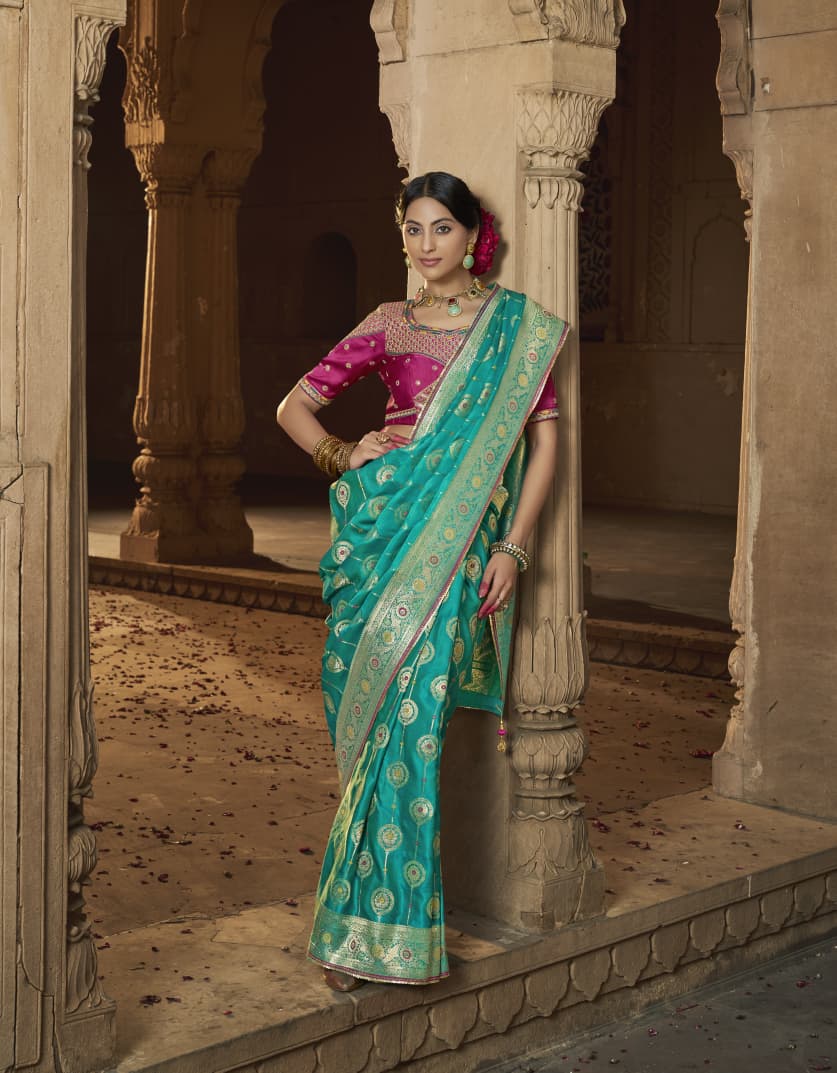 Kira Kaya Satin Designer Saree 4 Pcs Set