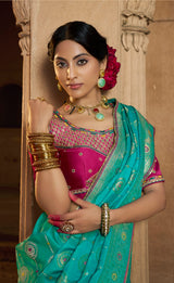 Kira Kaya Satin Designer Saree 4 Pcs Set