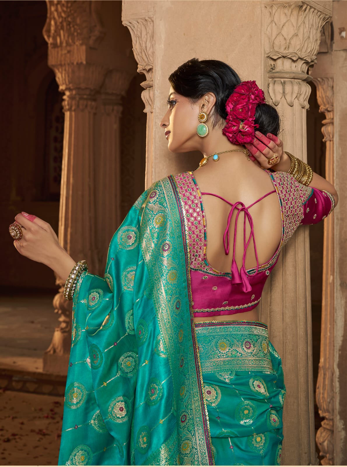 Kira Kaya Satin Designer Saree 4 Pcs Set