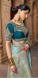 Kira Kaya Satin Designer Saree 4 Pcs Set
