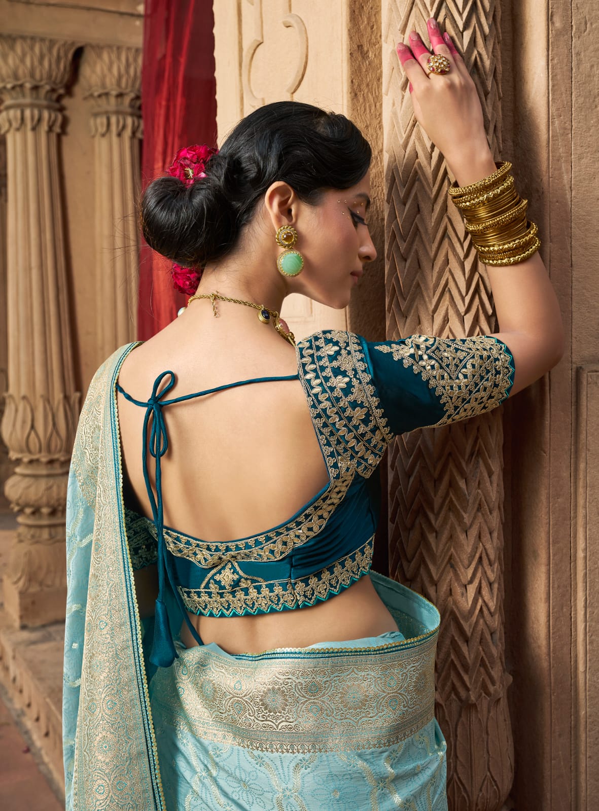 Kira Kaya Satin Designer Saree 4 Pcs Set