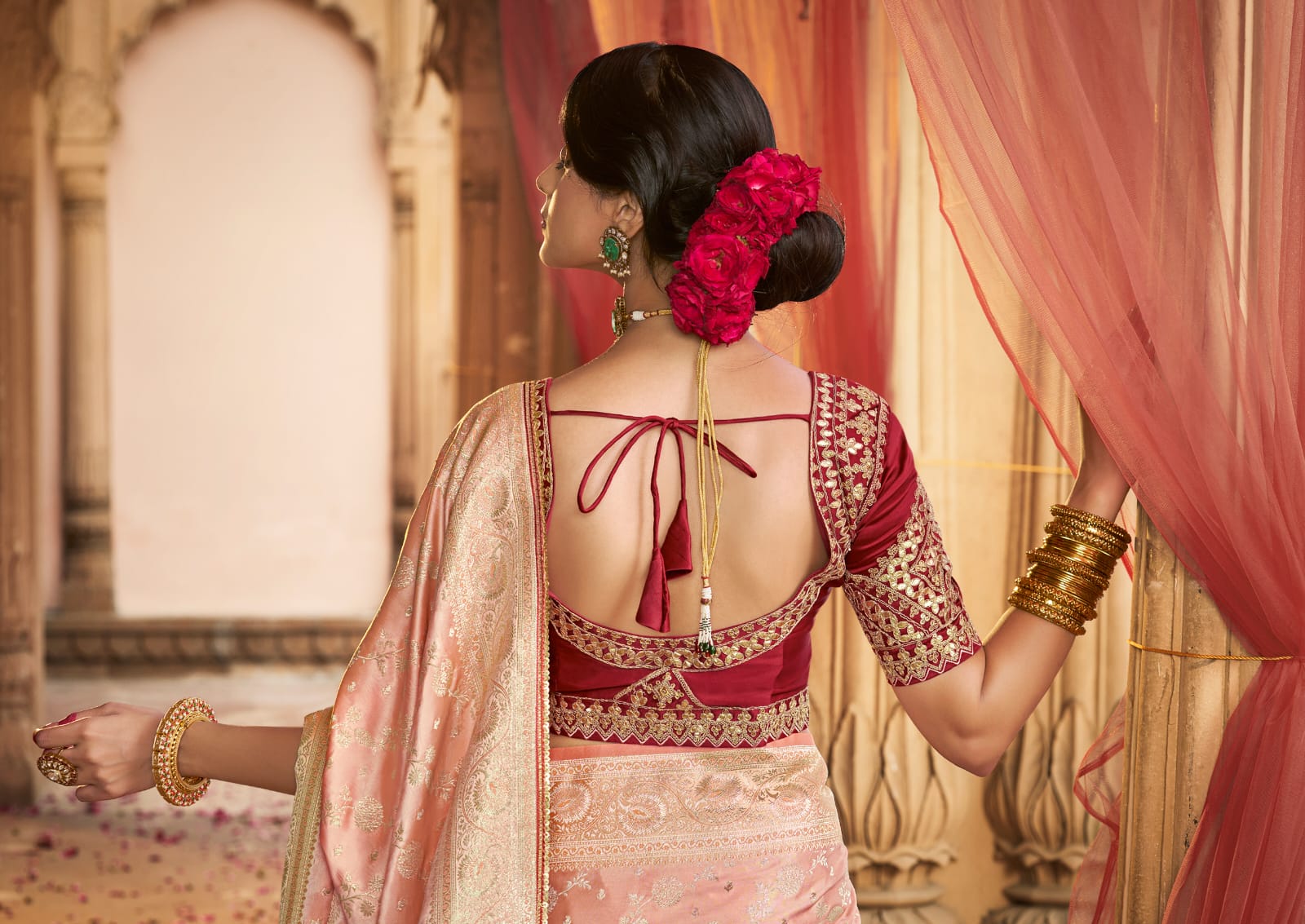 Kira Kaya Satin Designer Saree 4 Pcs Set