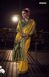 Kira Kimayra Pure Viscous Dola Saree - Handwork Blouse & Designer Lace Saree Set 5 Pcs Set