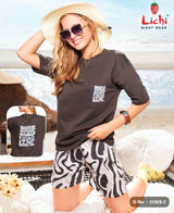 Lichi Women's Printed Cotton Hosiery T-Shirt - 6 Pcs Set