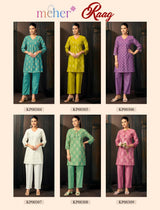 MEHER RAAG Roman Silk Co-Ord Set - Printed Kurti Pant Set M.R. Saree Emporium