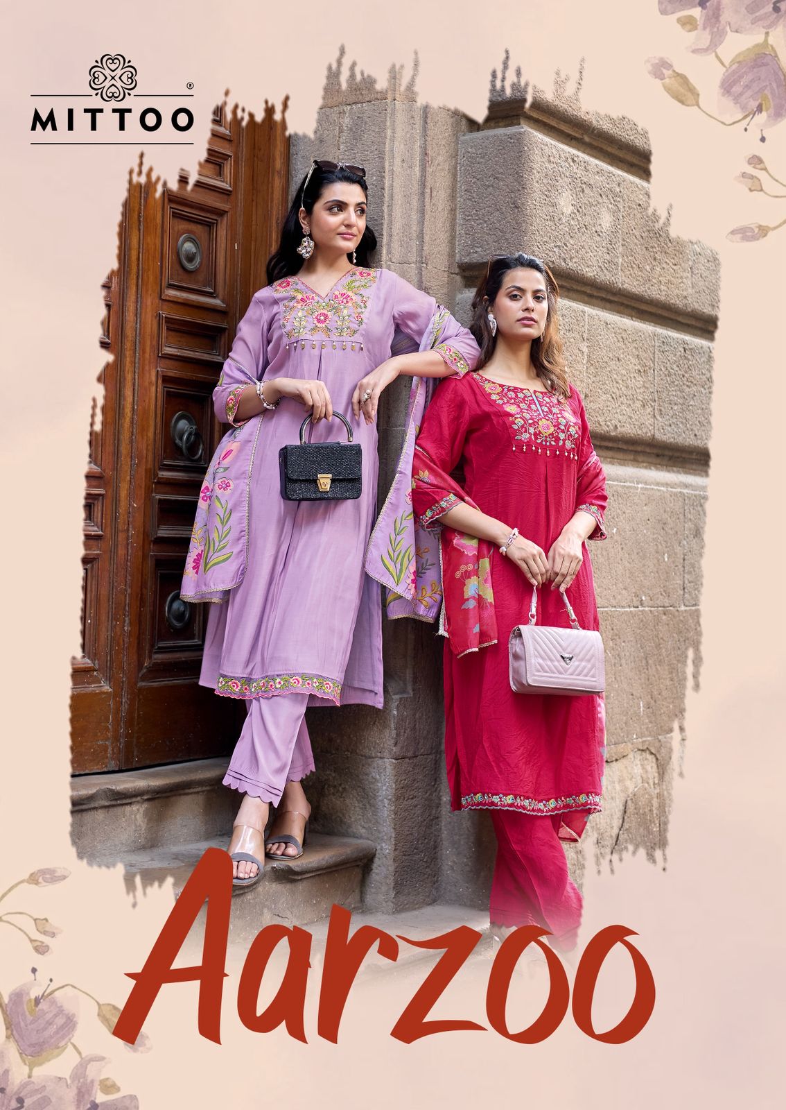 Mittoo Aarzoo Viscose Weaving Suit Set - Designer Thread & Handwork Kurti with Chanderi Dupatta