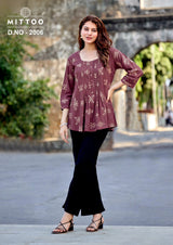 Mittoo Crispy Rayon Printed Kurti - 6 Pcs Set