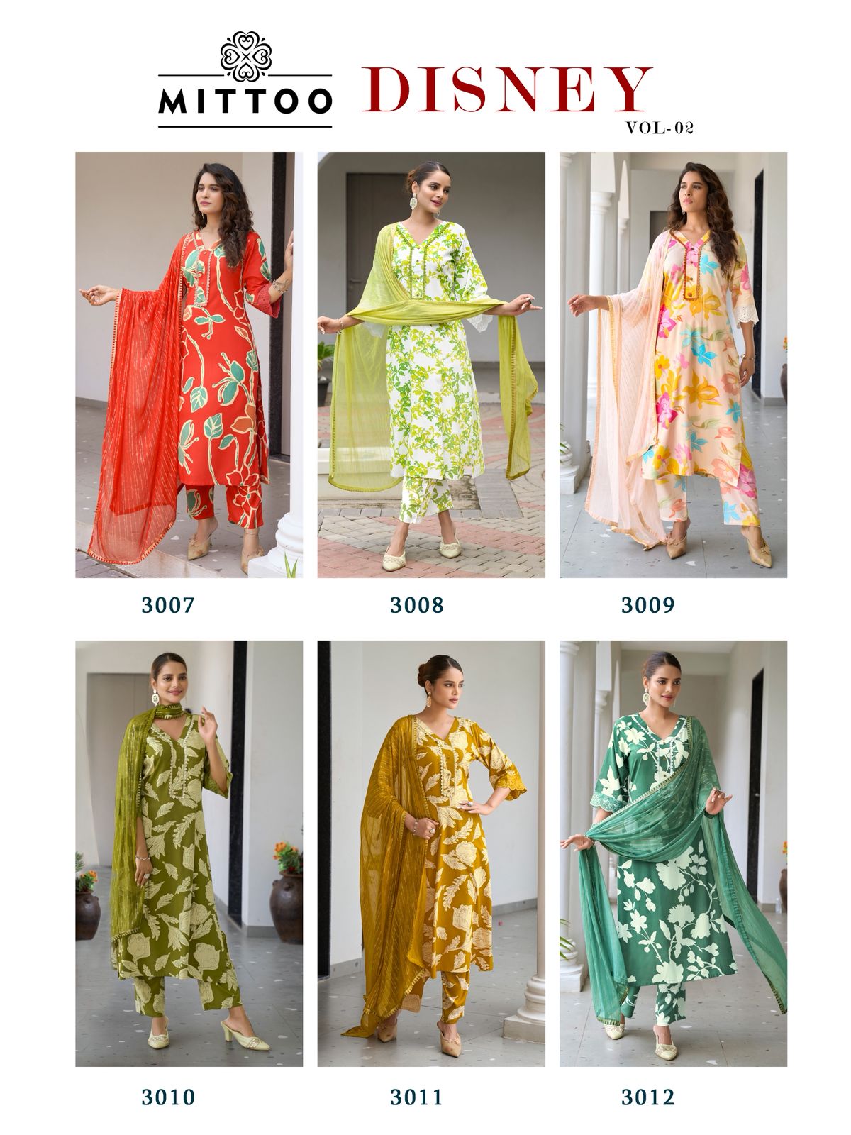 Mittoo Disney Vol 2 Rayon Print Suit Set - S to 3XL Handwork