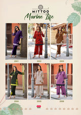 Mittoo Marine Life Kurti Pant Set - Viscose Weaving Embroidered Ethnic Wear for Women