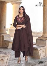 Mittoo Nazira Mull Cotton Kurti Pant Dupatta Set - 4 PCS Collection - M.R. Saree Emporium