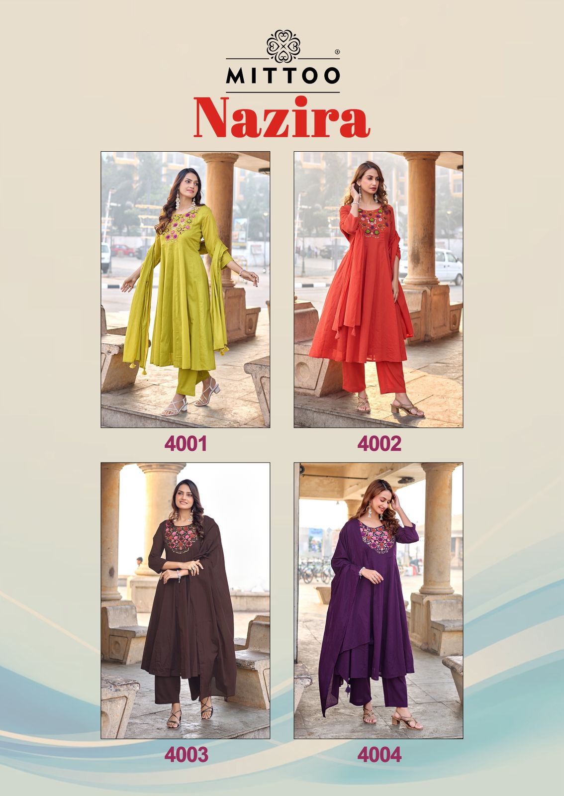 Mittoo Nazira Mull Cotton Kurti Pant Dupatta Set - 4 PCS Collection - M.R. Saree Emporium
