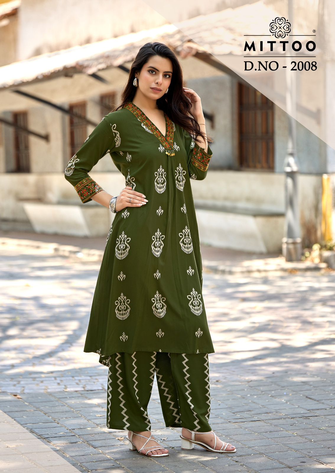 Mittoo Vitara Vol 2 Rayon Printed Kurti Pant Set with Hand Work