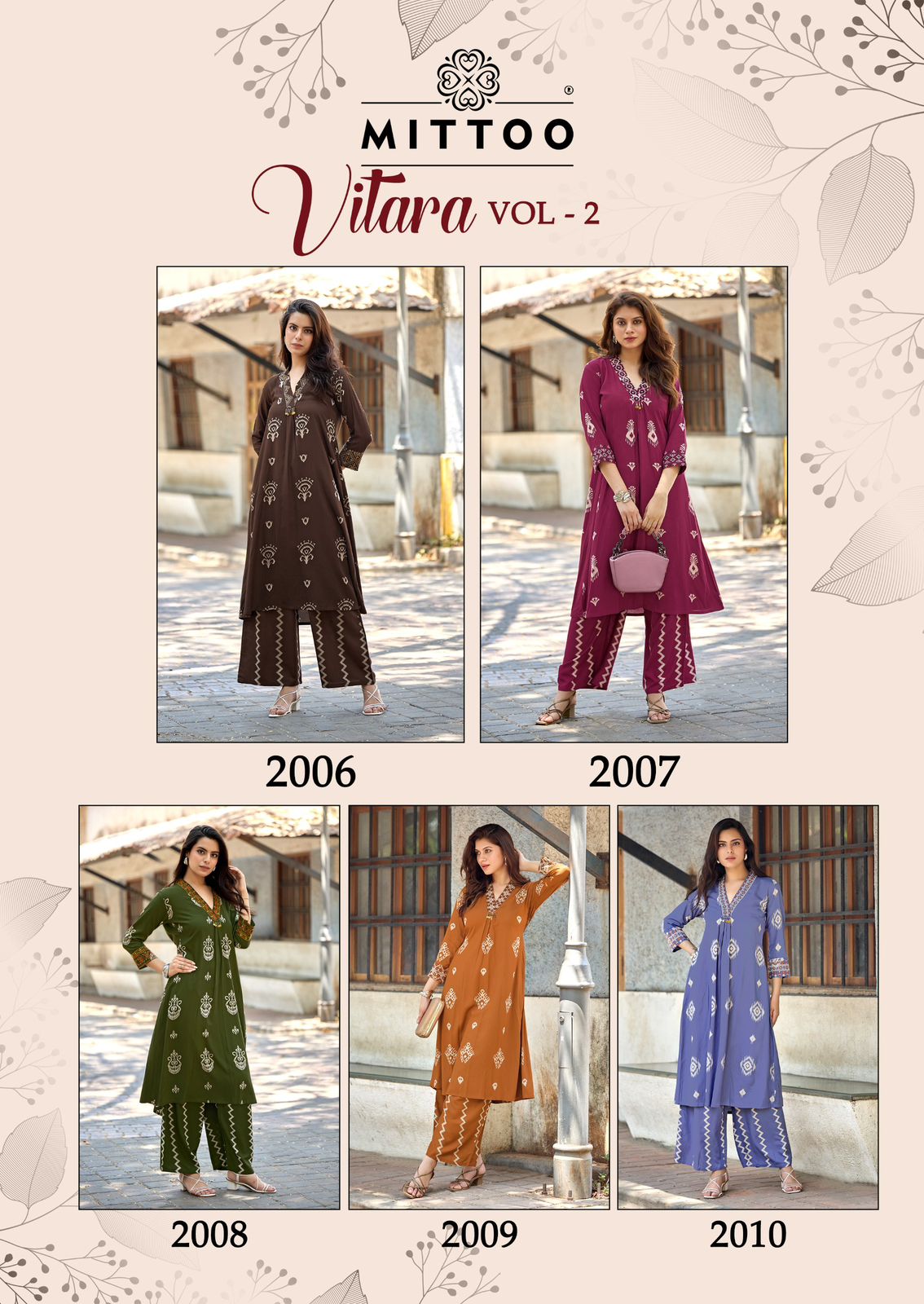 Mittoo Vitara Vol 2 Rayon Printed Kurti Pant Set with Hand Work