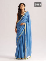 MONO.POLEY Hues & Flow Viscose Mul Saree with Contrast Designer Blouse (Liva Certified)