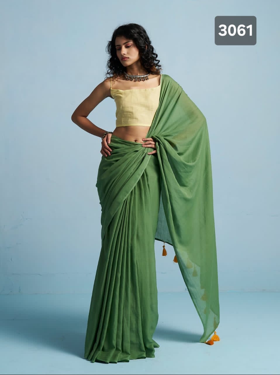 MONO.POLEY Hues & Flow Viscose Mul Saree with Contrast Designer Blouse (Liva Certified)