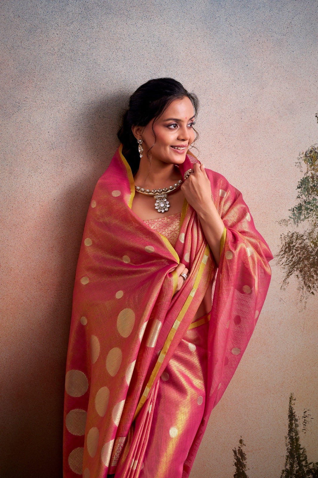 RajPath Fabrics Anvika Tissue Silk Saree with Designer Blouse - Party & Festive Wear