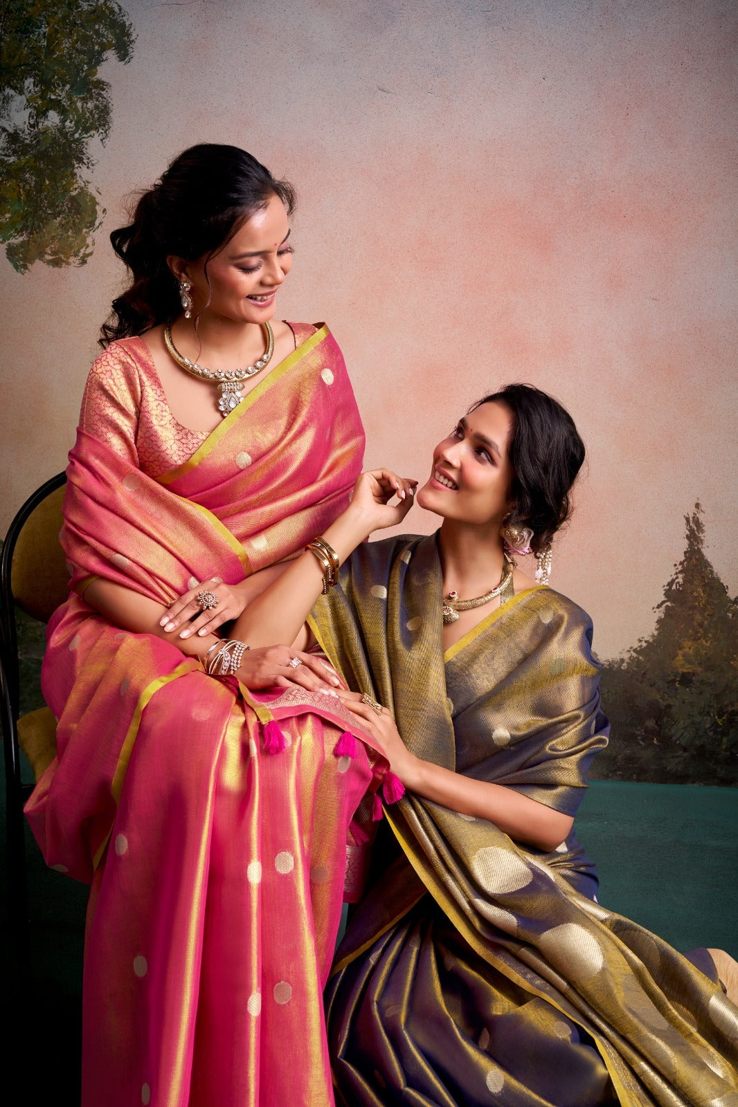RajPath Fabrics Anvika Tissue Silk Saree with Designer Blouse - Party & Festive Wear