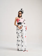Mono.Poley Polka Pops Archie Georgette Saree - Digital Print with Fancy Latkans Set 9 Pcs Set