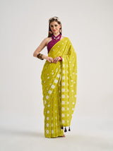 Mono.Poley Polka Pops Archie Georgette Saree - Digital Print with Fancy Latkans Set 9 Pcs Set