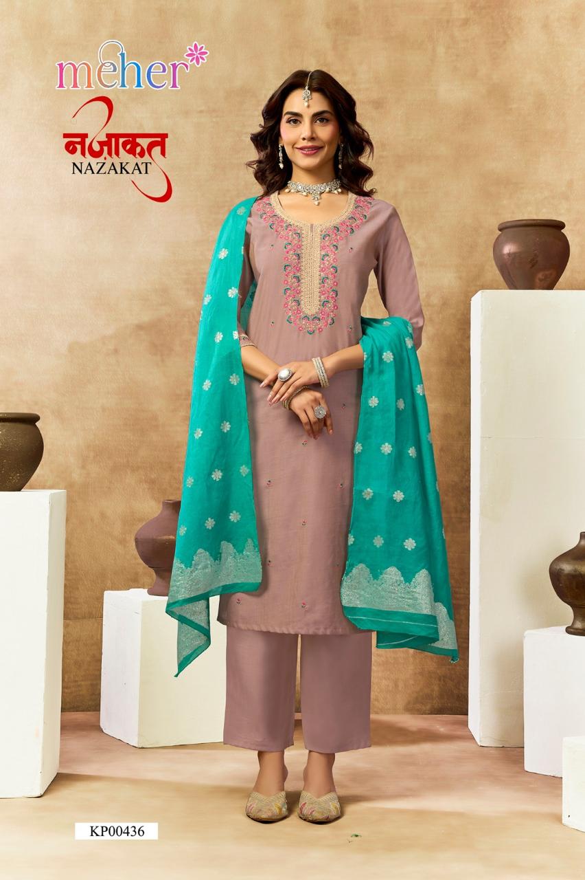 Nazakat Women's Vertican Shimmer Kurti Set with Chanderi Butti Dupatta