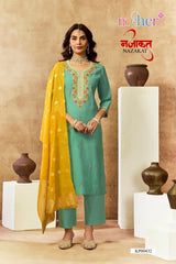 Nazakat Women's Vertican Shimmer Kurti Set with Chanderi Butti Dupatta