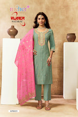 Nazakat Women's Vertican Shimmer Kurti Set with Chanderi Butti Dupatta